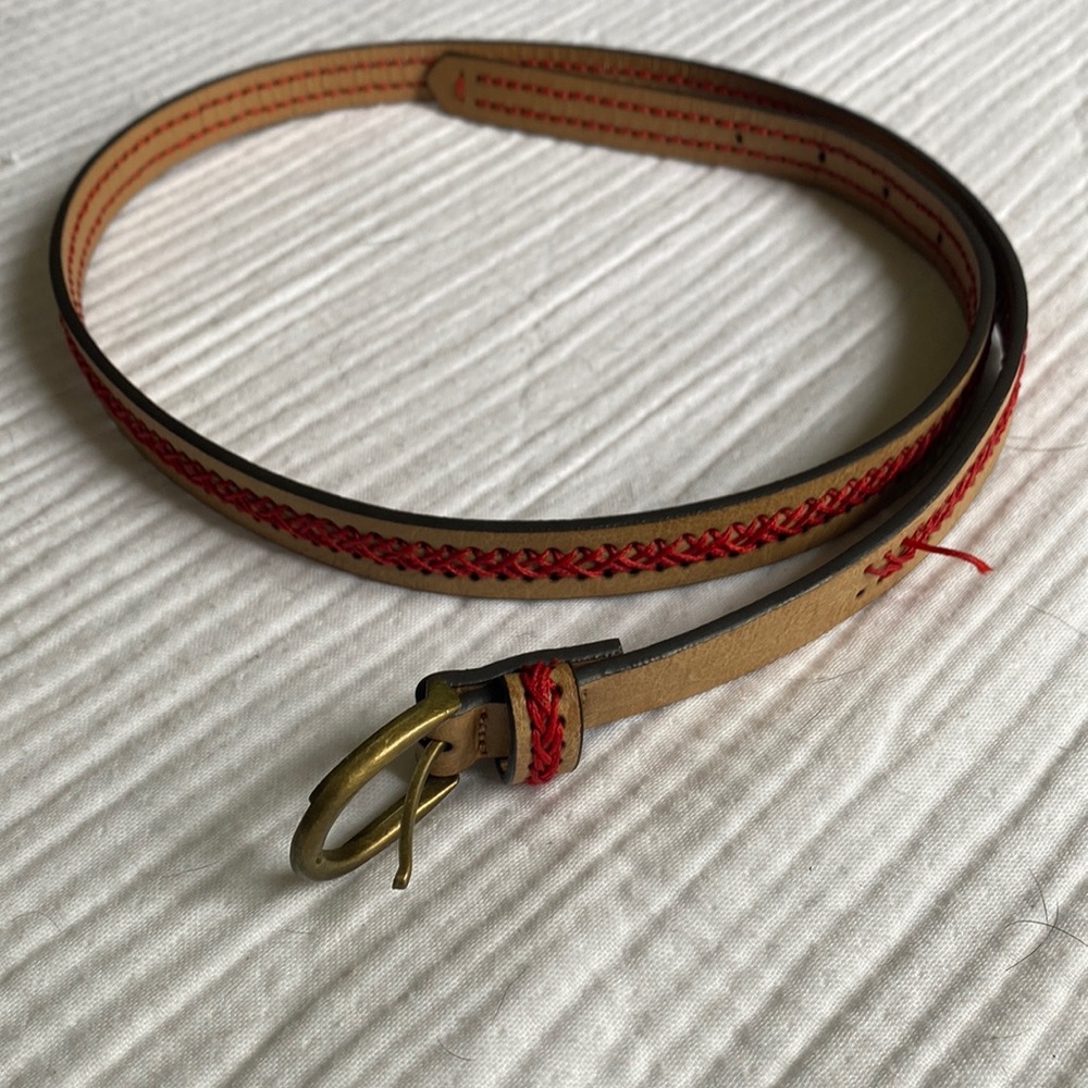 Red Stitched Faux Leather Belt